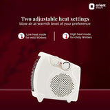 Orient Electric Areva Portable Room Heater | 2000W | Two Heating Modes | Advanced Overheat Protection | Horizontal & Vertical Mount | 1-year replacement warranty by Orient | White